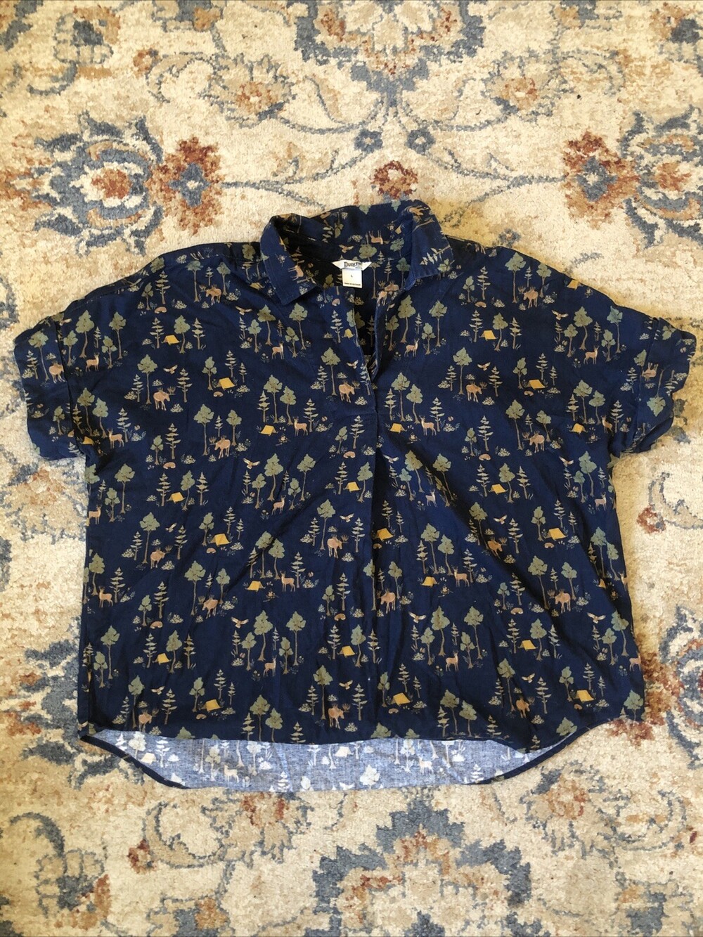 Duluth Trading Mens Size Large T Shirt Camping Theme Print Blue